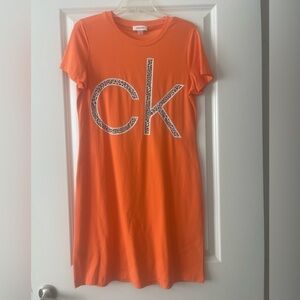Women’s Orange Calvin Klein T-shirt Dress - Size M